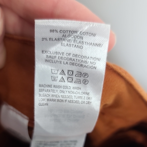 LUCKY BRAND Rust Orange Colored Pants With Blue Stripes Down Side Size 12/31 - Picture 5 of 16